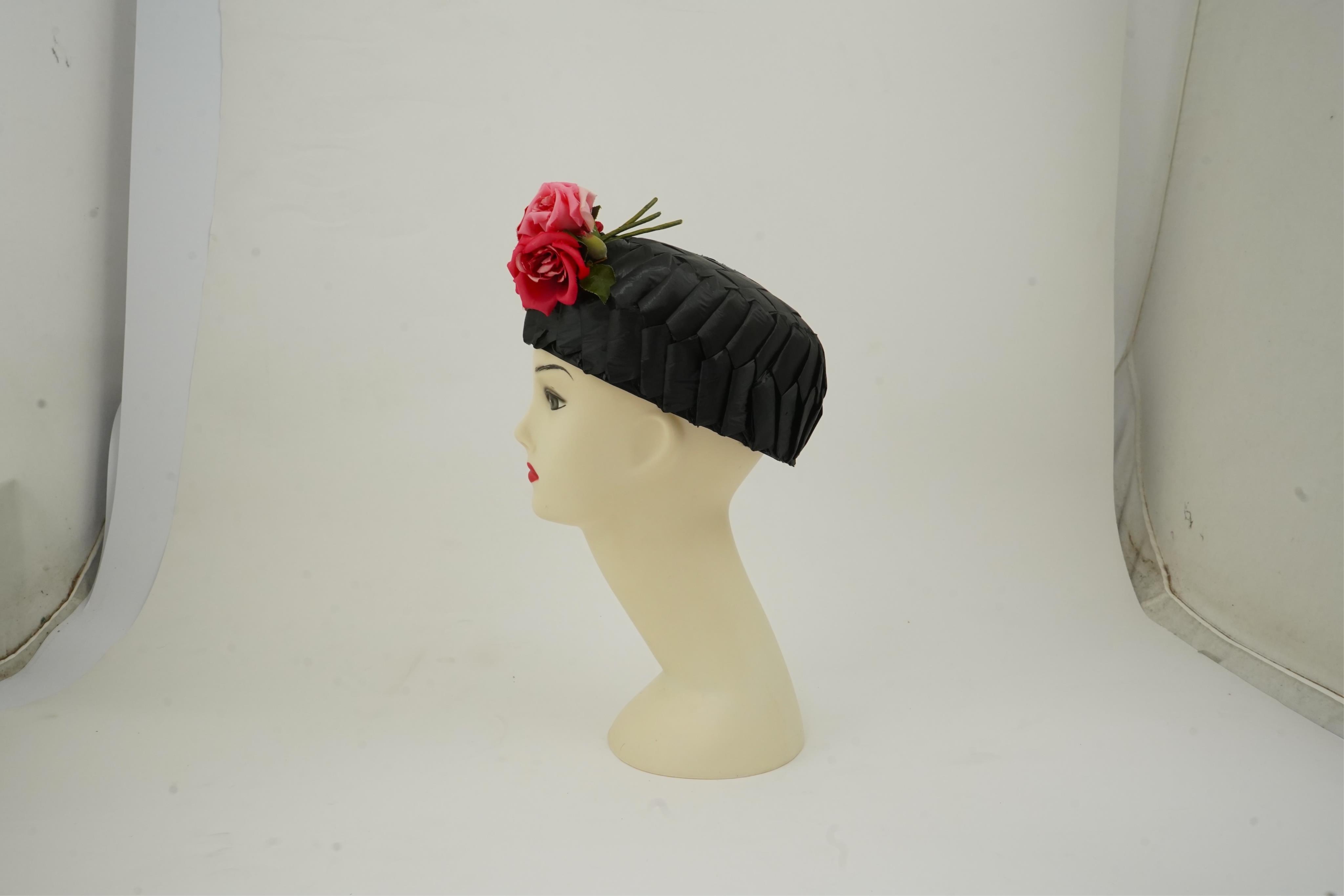 Two black vintage lady's hats